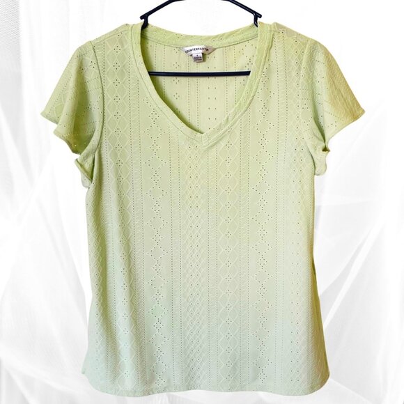 Counterparts Tops - Counterparts Light Lime Green Eyelets Top for Women